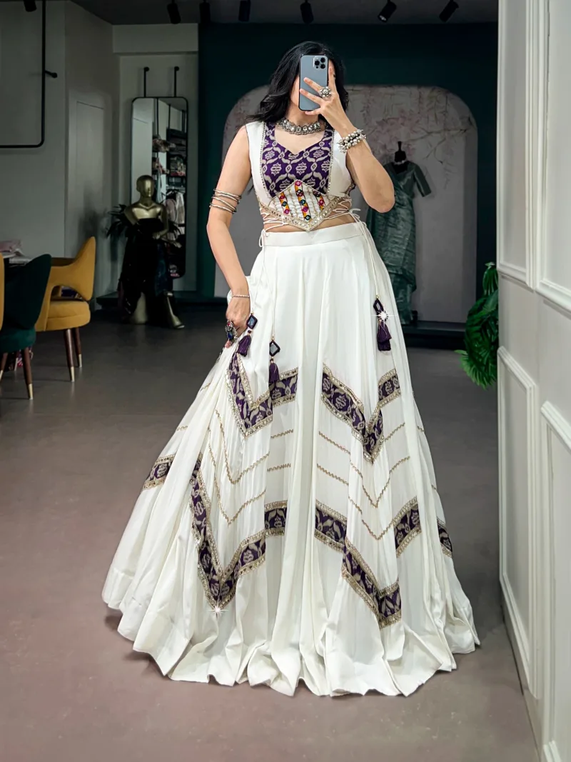 Nnk1788 Pure Rayon Gamthi Mirror Work Navratri Lehenga Choli